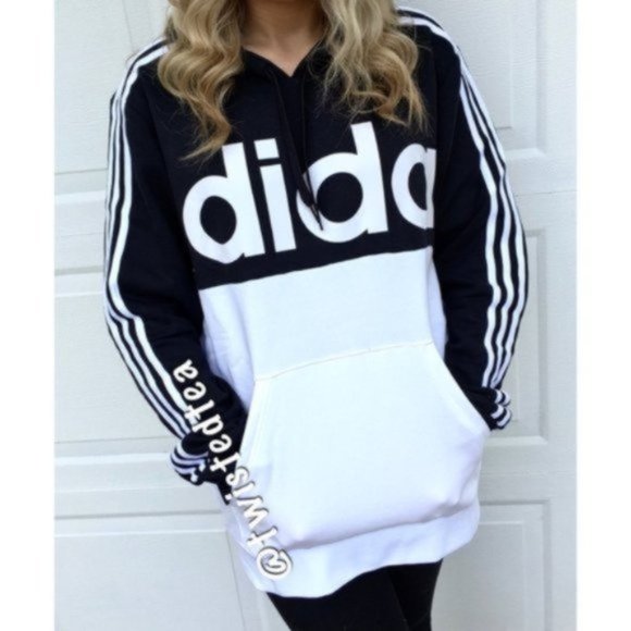 adidas 3 stripe hoodie womens black